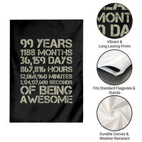 Vintage 99th Milestone Birthday Garden Flag 99 Years Of Being Awesome