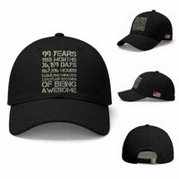 Vintage 99th Milestone Birthday Baseball Cap 99 Years Of Being Awesome