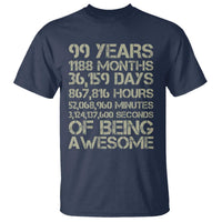 Vintage 99th Milestone Birthday T Shirt 99 Years Of Being Awesome