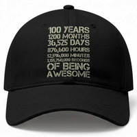 Vintage 100th Milestone Birthday Baseball Cap 100 Years Of Being Awesome