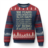 Vintage 100th Milestone Birthday Ugly Christmas Sweater 100 Years Of Being Awesome