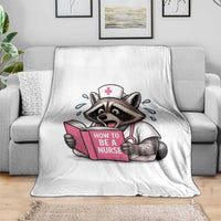 Funny Raccoon Nursing Student Healthcare Gift Throw Blanket