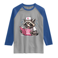Funny Raccoon Nursing Student Healthcare Gift Raglan Shirt