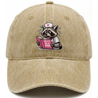 Funny Raccoon Nursing Student Healthcare Gift Washed Cotton Baseball Cap