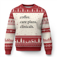 Funny Nursing School Life Ugly Christmas Sweater Coffee Care Plans And Clinicals