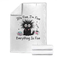 Funny Stressed Black Cat Nursing Student Life Throw Blanket ts Fine Im Fine Everything Is Fine