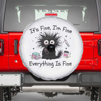 Funny Stressed Black Cat Nursing Student Life Spare Tire Cover ts Fine Im Fine Everything Is Fine