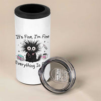Funny Stressed Black Cat Nursing Student Life 4 in 1 Can Cooler Tumbler ts Fine Im Fine Everything Is Fine