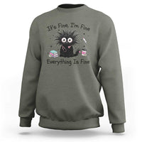 Funny Stressed Black Cat Nursing Student Life Sweatshirt ts Fine Im Fine Everything Is Fine