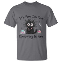 Funny Stressed Black Cat Nursing Student Life T Shirt ts Fine Im Fine Everything Is Fine