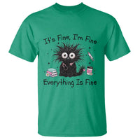 Funny Stressed Black Cat Nursing Student Life T Shirt ts Fine Im Fine Everything Is Fine