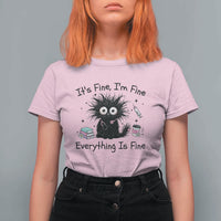 Funny Stressed Black Cat Nursing Student Life T Shirt For Women ts Fine Im Fine Everything Is Fine