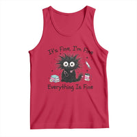 Funny Stressed Black Cat Nursing Student Life Tank Top ts Fine Im Fine Everything Is Fine