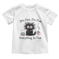 Funny Stressed Black Cat Nursing Student Life Toddler T Shirt ts Fine Im Fine Everything Is Fine