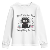 Funny Stressed Black Cat Nursing Student Life Youth Sweatshirt ts Fine Im Fine Everything Is Fine
