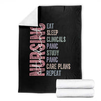 Funny Student Nurse Life Throw Blanket Eat Sleep Clinicals Panic Study Repeat