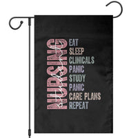 Funny Student Nurse Life Garden Flag Eat Sleep Clinicals Panic Study Repeat