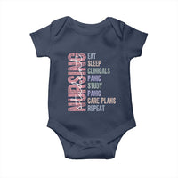 Funny Student Nurse Life Baby Onesie Eat Sleep Clinicals Panic Study Repeat