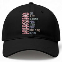 Funny Student Nurse Life Baseball Cap Eat Sleep Clinicals Panic Study Repeat