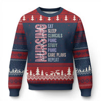 Funny Student Nurse Life Ugly Christmas Sweater Eat Sleep Clinicals Panic Study Repeat