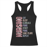 Funny Student Nurse Life Racerback Tank Top Eat Sleep Clinicals Panic Study Repeat