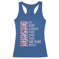 Funny Student Nurse Life Racerback Tank Top Eat Sleep Clinicals Panic Study Repeat