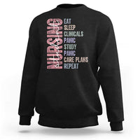 Funny Student Nurse Life Sweatshirt Eat Sleep Clinicals Panic Study Repeat