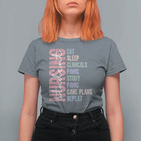 Funny Student Nurse Life T Shirt For Women Eat Sleep Clinicals Panic Study Repeat