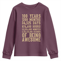 Vintage 100th Birthday Gift Youth Sweatshirt 100 Years Of Being Awesome
