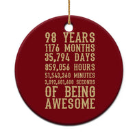 Vintage 98th Birthday Gift Ceramic Ornament 98 Years Of Being Awesome