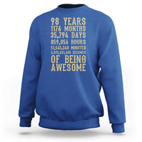 Vintage 98th Birthday Gift Sweatshirt 98 Years Of Being Awesome