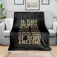 Vintage 94th Birthday Gift Throw Blanket 94 Years Of Being Awesome