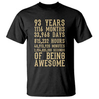 Vintage 93rd Birthday Gift T Shirt 93 Years Of Being Awesome