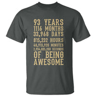 Vintage 93rd Birthday Gift T Shirt 93 Years Of Being Awesome