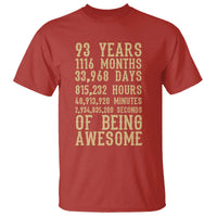 Vintage 93rd Birthday Gift T Shirt 93 Years Of Being Awesome