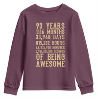 Vintage 93rd Birthday Gift Youth Sweatshirt 93 Years Of Being Awesome