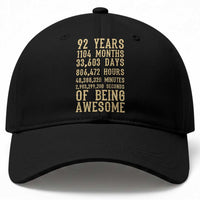 Vintage 92nd Birthday Gift Baseball Cap 92 Years Of Being Awesome