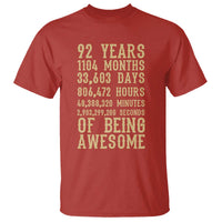 Vintage 92nd Birthday Gift T Shirt 92 Years Of Being Awesome