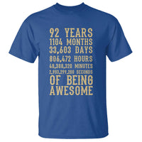Vintage 92nd Birthday Gift T Shirt 92 Years Of Being Awesome