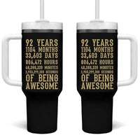 Vintage 92nd Birthday Gift Tumbler With Handle 92 Years Of Being Awesome