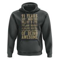 Vintage 91st Birthday Gift Hoodie 91 Years Of Being Awesome