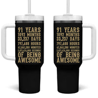 Vintage 91st Birthday Gift Tumbler With Handle 91 Years Of Being Awesome