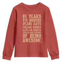 Vintage 81st Birthday Gift Youth Sweatshirt 81 Years Of Being Awesome