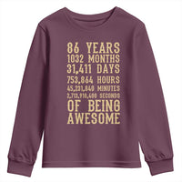 Vintage 86th Birthday Gift Youth Sweatshirt 86 Years Of Being Awesome