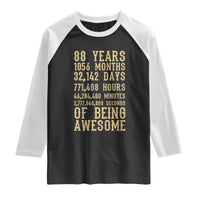 Vintage 88th Birthday Gift Raglan Shirt 88 Years Of Being Awesome