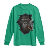 Cool Gorilla With Cigar Long Sleeve Shirt Animal Lover Gift - Wonder Print Shop