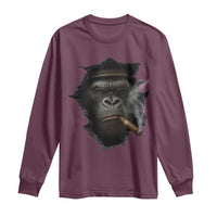 Cool Gorilla With Cigar Long Sleeve Shirt Animal Lover Gift - Wonder Print Shop