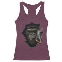 Cool Gorilla With Cigar Racerback Tank Top Animal Lover Gift - Wonder Print Shop