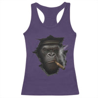 Cool Gorilla With Cigar Racerback Tank Top Animal Lover Gift - Wonder Print Shop