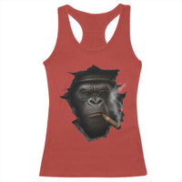 Cool Gorilla With Cigar Racerback Tank Top Animal Lover Gift - Wonder Print Shop